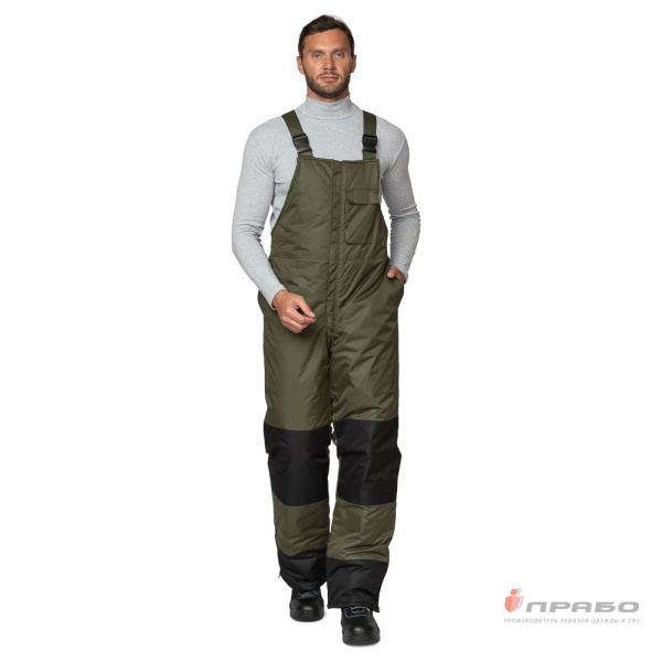 Костюм мужской утеплённый "Универсал-Т" хаки/чёрный со съёмной подстежкой