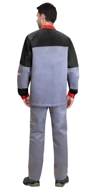 Костюм СИРИУС-АСПЕКТ куртка длин., брюки, средне-серый с черным и красной отделкой