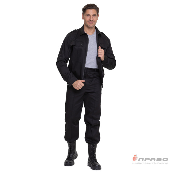 Костюм мужской "Ясон" чёрный для сотрудников охранных предприятий (куртка и брюки)