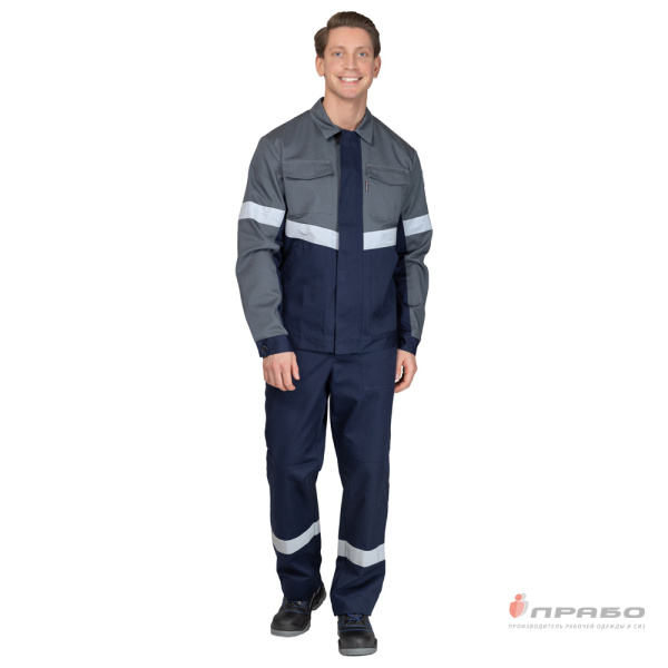 Костюм антистатический мужской "Вираж-Антистат М" тёмно-синий/тёмно-серый (куртка и брюки)