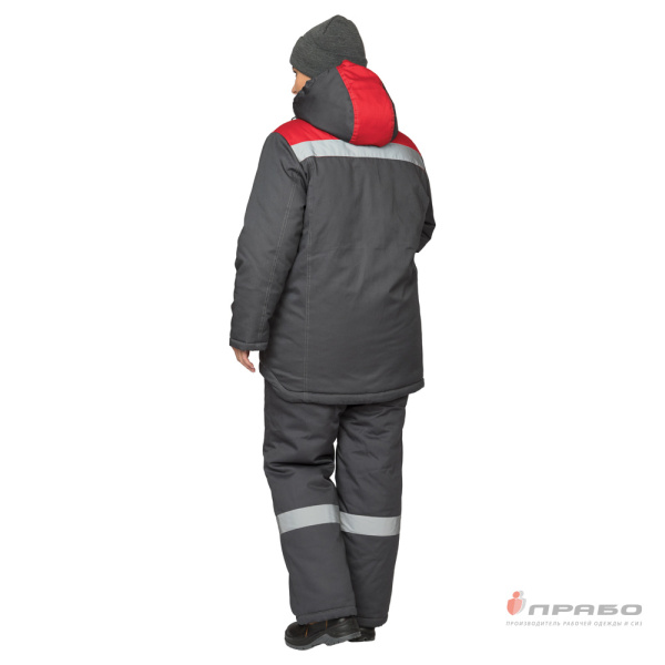 Куртка женская утеплённая "Профессионал" тёмно-серая/красная