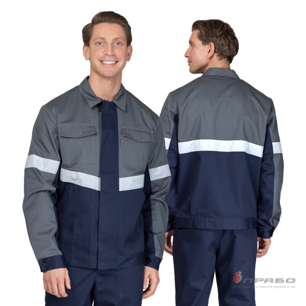 Костюм антистатический мужской "Вираж-Антистат М" тёмно-синий/тёмно-серый (куртка и брюки)