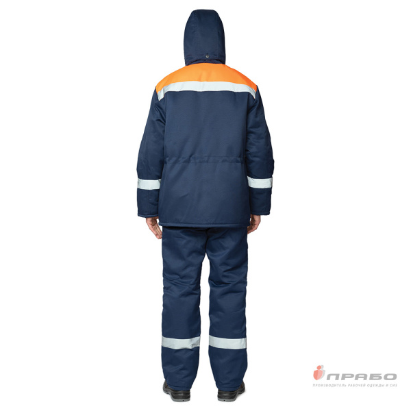 Костюм мужской утеплённый "Коммунальщик" тёмно-синий/оранжевый
