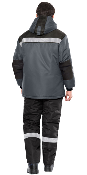Костюм СИРИУС-КОМФОРТ куртка, п/к темно-серый с черным