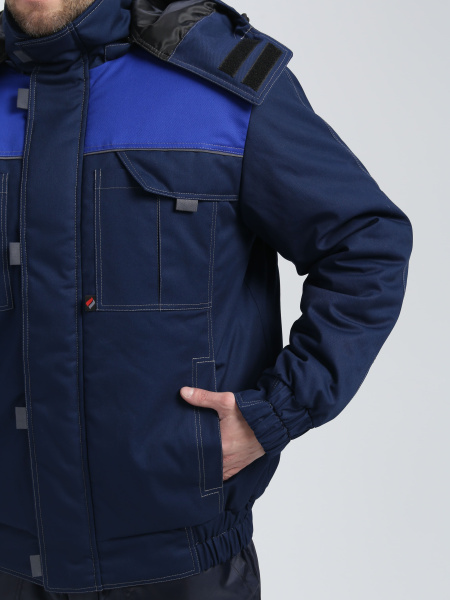 Куртка зимняя укороченная Фаворит (тк.Смесовая,240), т.синий/васильковый/серый