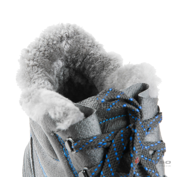 Ботинки "Викинг-Нитро-112РНМ" с подошвой ПУ/нитрил и КП чёрный/синий (натуральный мех)