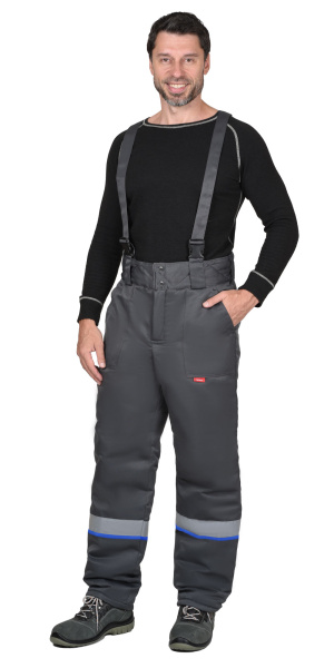 Костюм СИРИУС-РОСТ-АРКТИКА куртка, брюки, т.серый с васильковым и СОП 50 мм