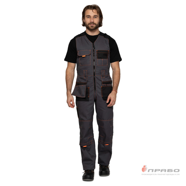 Полукомбинезон мужской "Бренд" серый/чёрный