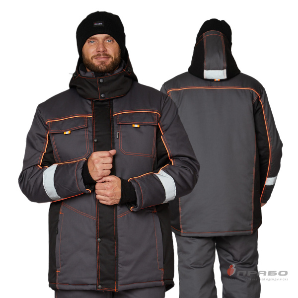 Костюм мужской утеплённый "Бренд Ультра" тёмно-серый/чёрный