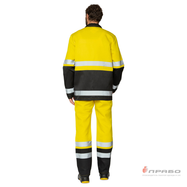 Костюм мужской летний "Спектр 2М" чёрный/жёлтый для защиты от ОПЗ (куртка и полукомбинезон)