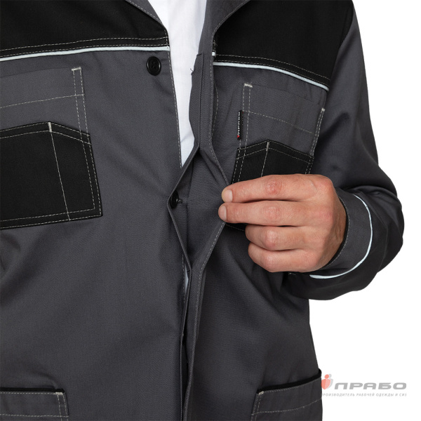 Халат мужской "Бренд 2020" серый/чёрный