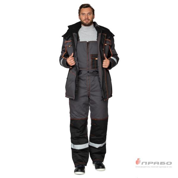 Костюм мужской утеплённый "Бренд К" тёмно-серый/чёрный