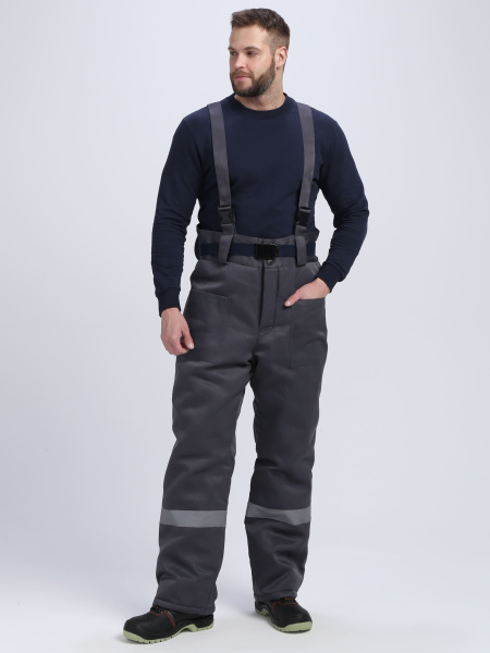 Костюм зимний Труженик-Ультра СОП (тк.Смесовая,210) брюки, т.серый/оранжевый