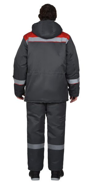Куртка СИРИУС-БРИГАДИР мех. ворот, темно-серая с красным и СОП