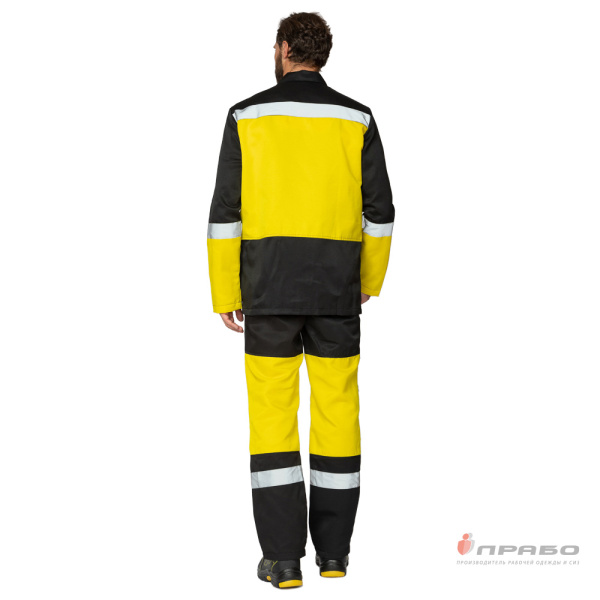 Костюм мужской "Трасса" жёлтый/чёрный (куртка и полукомбинезон)