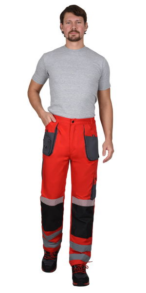 Костюм СИРИУС-АТОМ куртка, брюки красный с серым