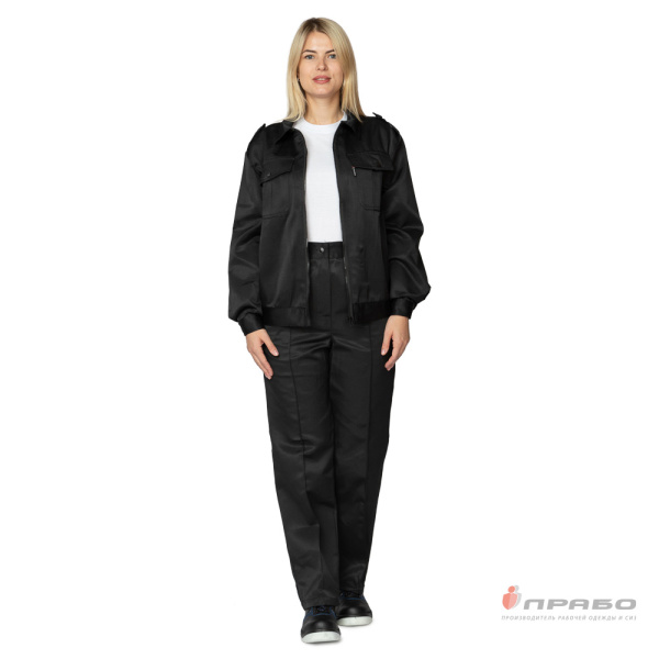 Костюм женский "Альфа" чёрный для сотрудниц охранных предприятий (куртка и брюки)