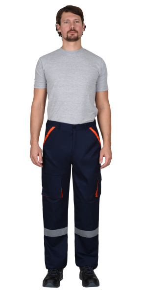 Костюм СИРИУС-БИЛДЕР куртка, брюки темно-синий с оранжевым