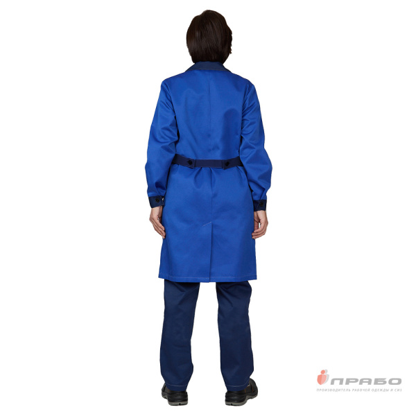 Халат женский "Универсальный" василёк/тёмно-синий эконом