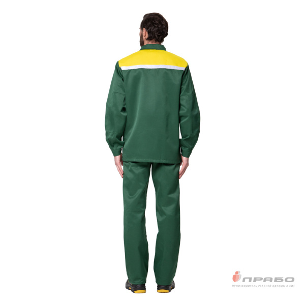 Костюм мужской "Стандарт Плюс СОП" зелёный/жёлтый (куртка и брюки)