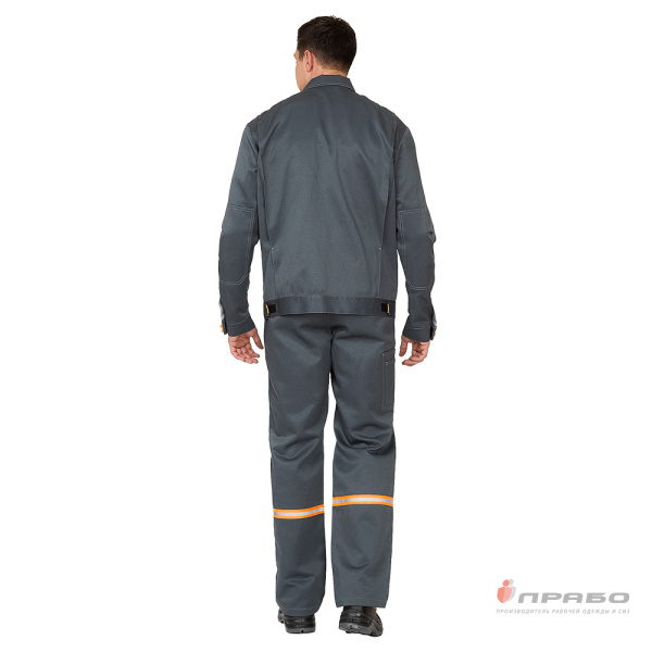 Костюм мужской "Уни-Спец" тёмно-серый/оранжевый (куртка и полукомбинезон)
