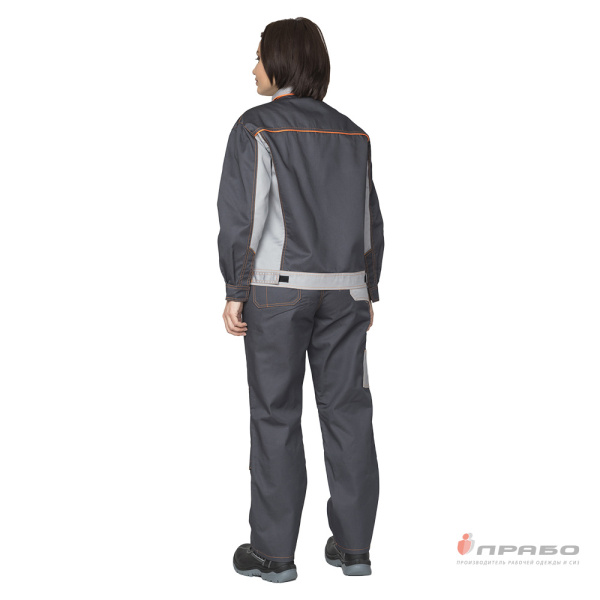 Костюм женский "Бренд 1" тёмно-серый/светло-серый из смесовой ткани (куртка и брюки)