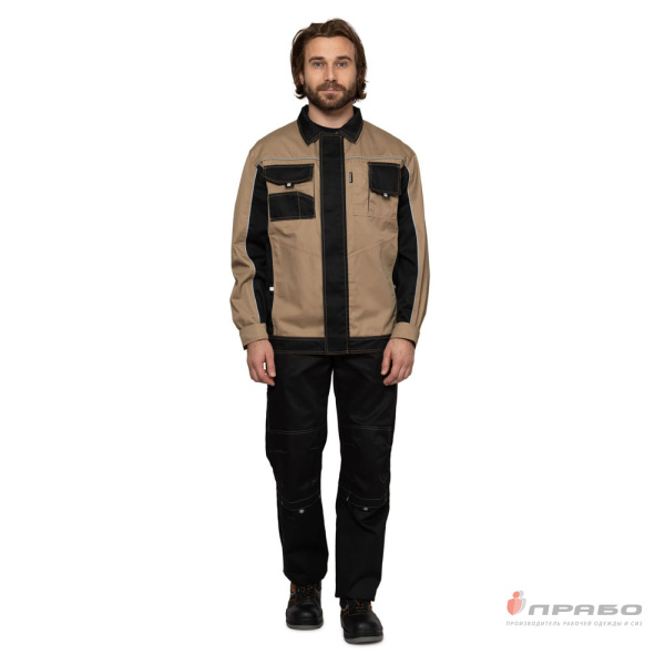 Куртка мужская "Бренд" бежево-чёрная