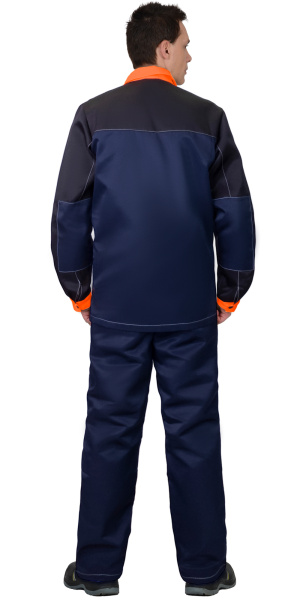 Костюм СИРИУС-АСПЕКТ куртка длин., брюки, синий с черным и оранжевой отделкой