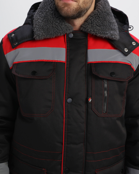 Костюм зимний Титан-Ультра CH (тк.Смесовая,240) п/к, черный/красный