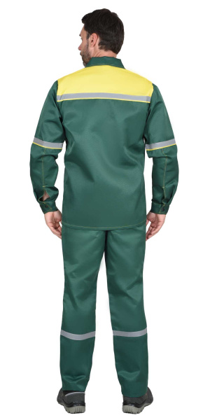 Костюм СИРИУС-МЕХАНИК куртка, брюки зелёный с жёлтым и СОП