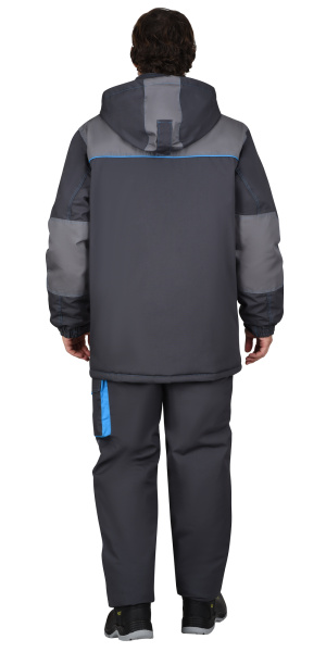 Костюм СИРИУС-ДВИН зимний, куртка удл., п/к т.серый со ср.серым и голубой отделкой