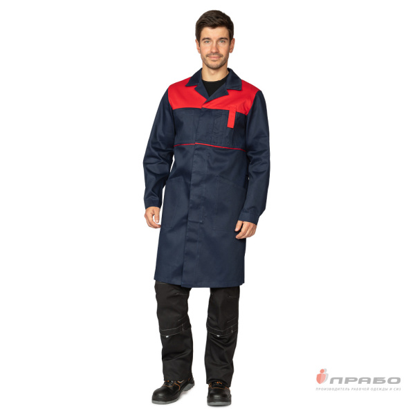 Халат мужской "Рейнир" тёмно-синий/красный