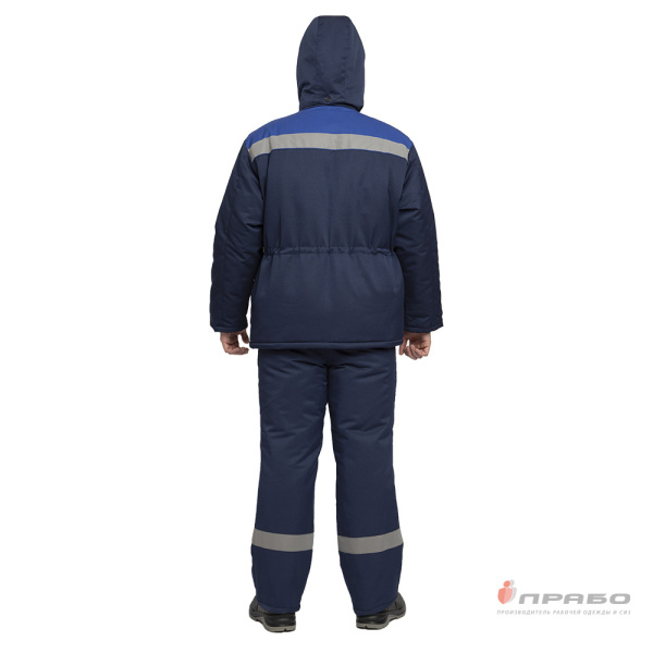 Костюм мужской утеплённый "Буря Лайт СОП" тёмно-синий (куртка и полукомбинезон)