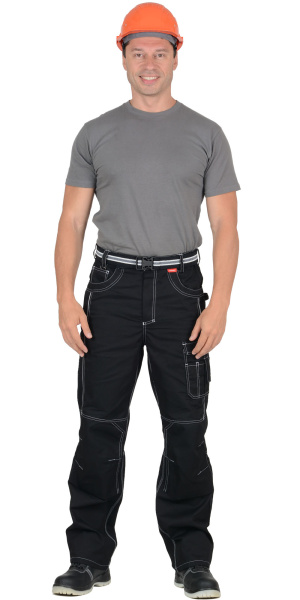 Брюки СИРИУС-ПРЕСТИЖ мужские летние черные, кант СВМ