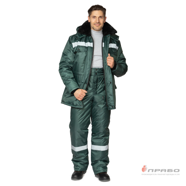 Костюм мужской утеплённый "Мастер 1" зелёный (куртка и брюки)