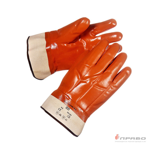 Перчатки нефтеморозостойкие утеплённые из ПВХ, манжет крага