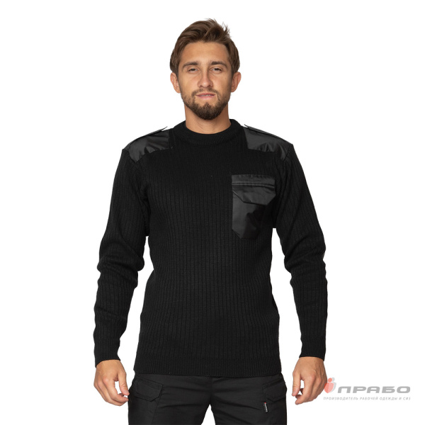Джемпер форменный для сотрудников охранных предприятий чёрный с круглым вырезом