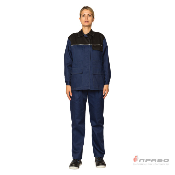 Костюм женский "Ударница Премиум" синий/чёрный