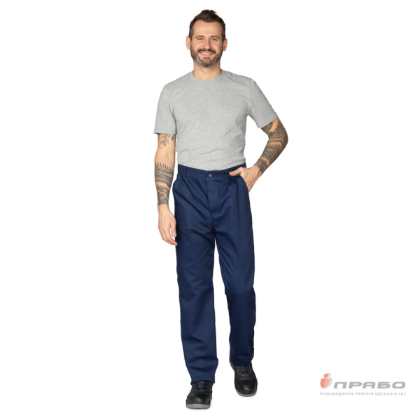 Костюм мужской "Ударник П" тёмно-синий/чёрный (куртка и брюки)