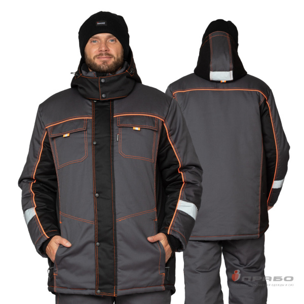 Костюм мужской утеплённый "Бренд К" тёмно-серый/чёрный