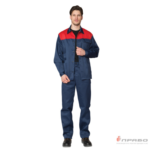 Костюм мужской "Стандарт 1" синий/красный (куртка и брюки)