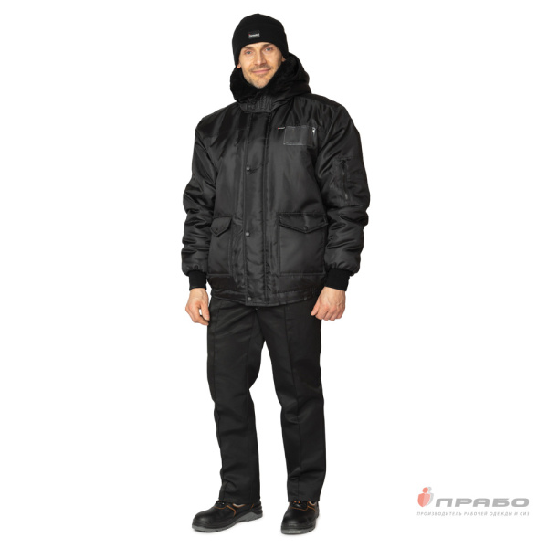Куртка мужская утеплённая "Альфа" чёрная укороченная