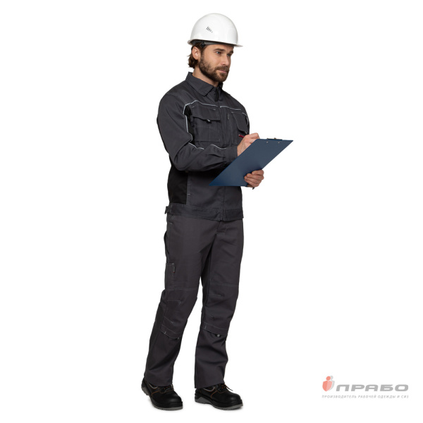 Куртка мужская летняя "Люкс" серый/чёрный со светоотражающим кантом