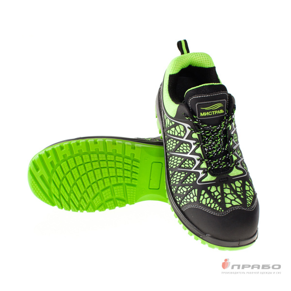Кроссовки "Мистраль-Неон PT2-C-L" ПУ/ТПУ с КП и АС черно-лаймовые