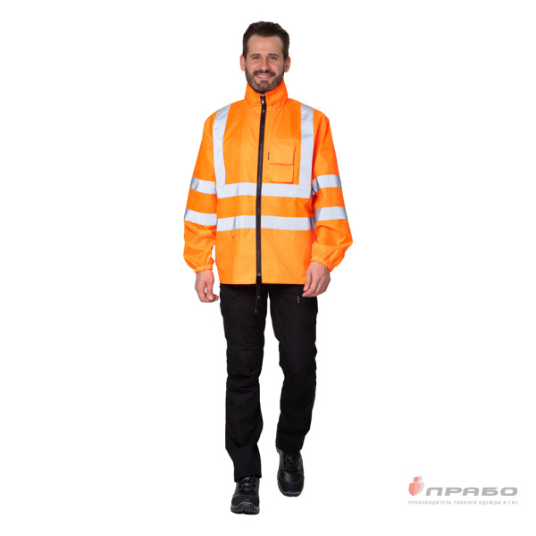 Куртка-ветровка "Сигнал" оранжевая на молнии с капюшоном