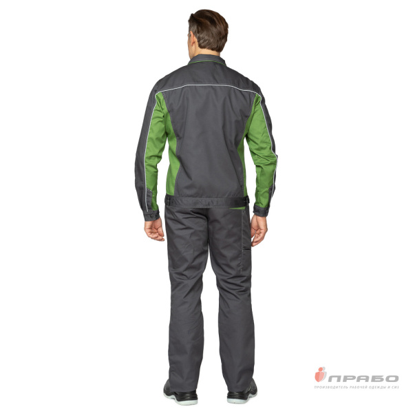 Костюм мужской "Бренд 2 2020" тёмно-серый/зелёный (куртка и полукомбинезон)