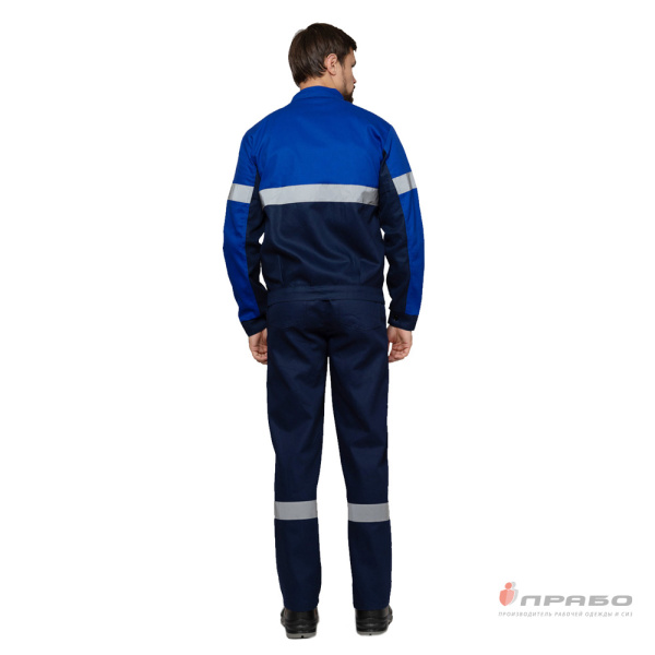 Костюм мужской "Вираж 2" тёмно-синий/василёк (куртка и полукомбинезон)