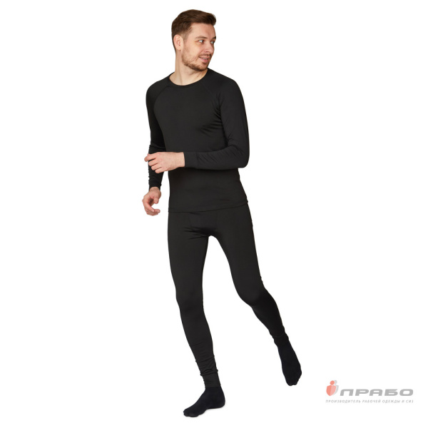 Термобельё мужское из полиэстера чёрное (кальсоны), 200 г/м²