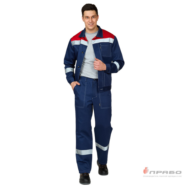 Костюм мужской "Пантеон СОП" тёмно-синий/красный (куртка и брюки)