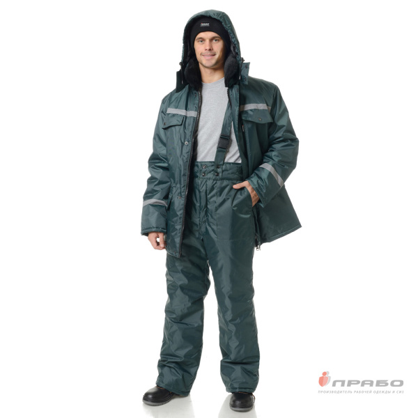 Костюм мужской утеплённый "Мастер" зелёный (куртка и брюки)